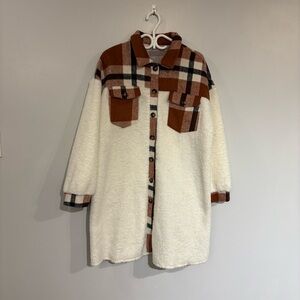 Shacket faux Sherpa plaid